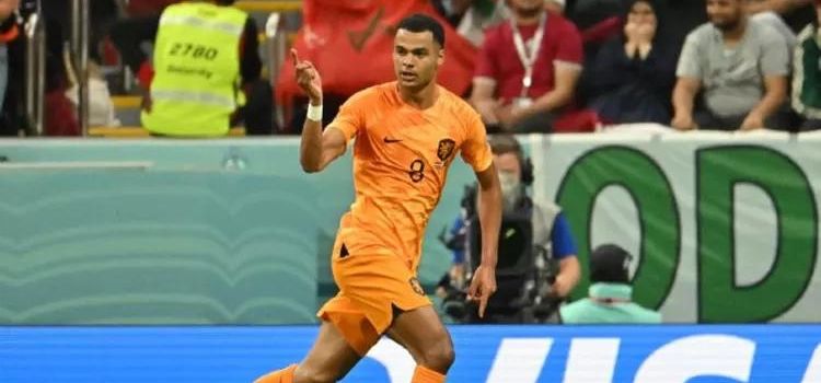 Penyerang Belanda Cody Gakpo usai mencetak gol ke gawang Austria. Namun, sayang golnya belum mampu membawa kemenangan bagi tim oranye.