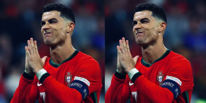 Gestur permohonan maaf Kapten Portugal Cristiano Ronaldo kepada suporter kala Portugal vs Slovenia di babak 16 besar Euro 2024.