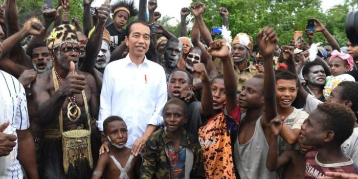 Presiden Joko Widodo (Jokowi) saat berkunjung ke Kabupaten Asmat, Papua Selatan.