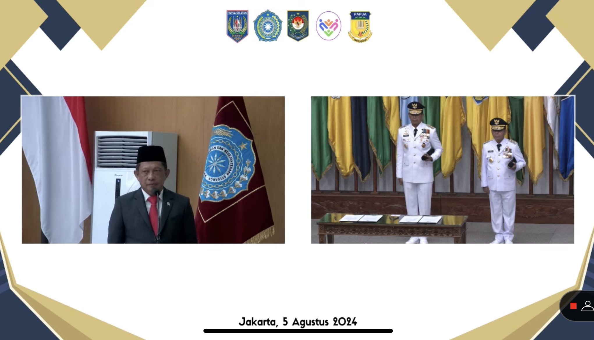 Mendagri Tito Karnavian saat melantik Pj Gubernur Papua dan Pj Gubernur Papua Selatan, Senin (5/8/2024).
