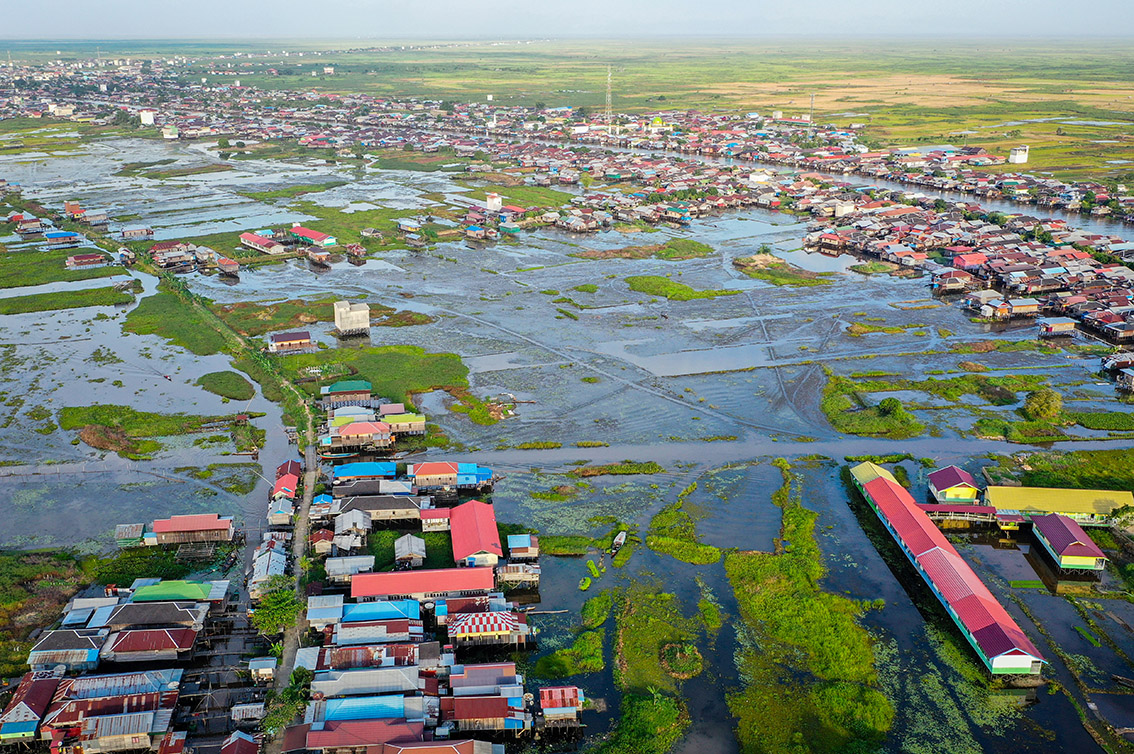 Foto udara aerial lahan rawa di Kalimantan Selatan.
