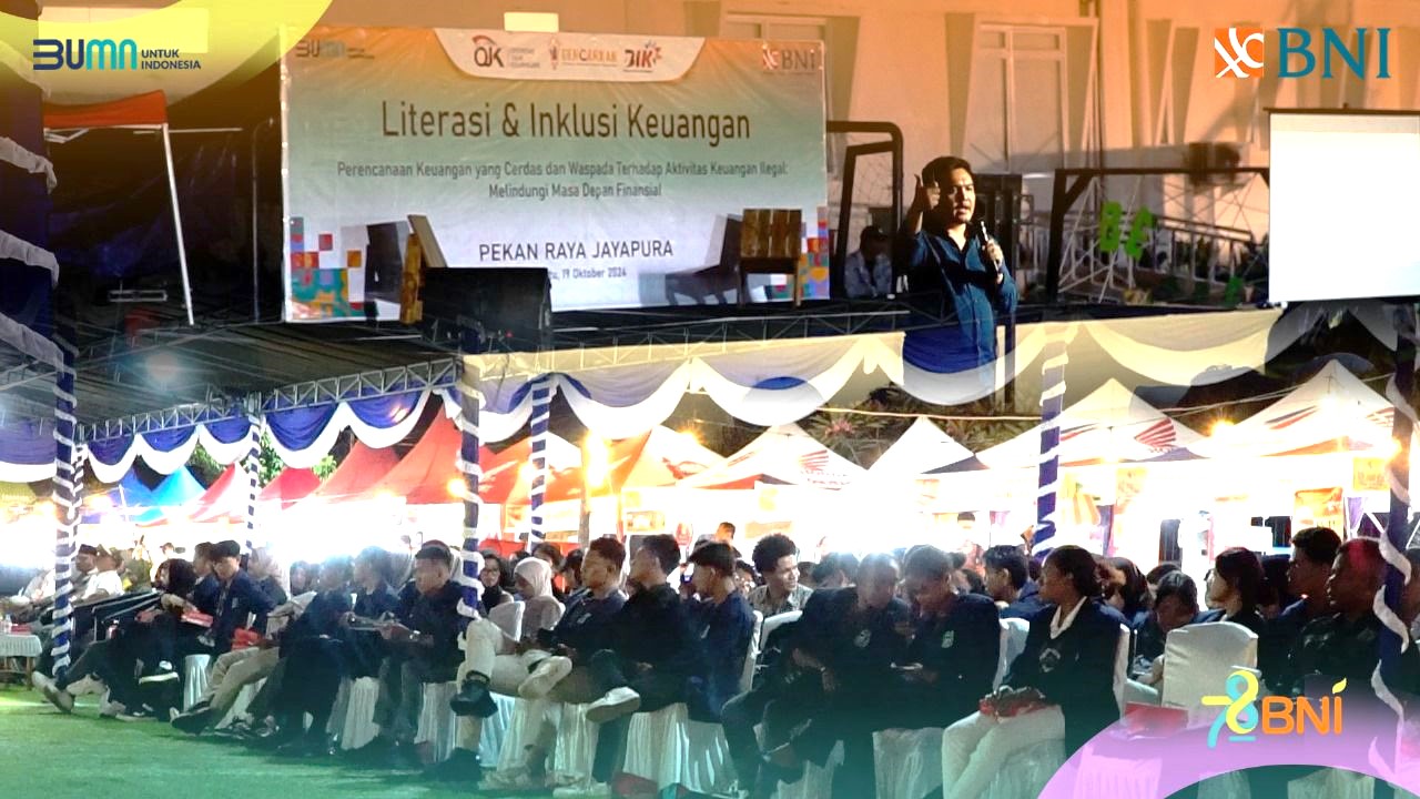 Kegiatan literasi keuangan yang digelar BNI di arena Pekan Raya Jayapura, Sabtu (19/20/2024).(Ceposonline.com/humas BNI)