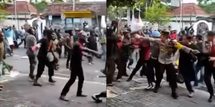 Tangkapan layar - Aksi demo AMP di Yogyakarta yang berujung ricuh.
