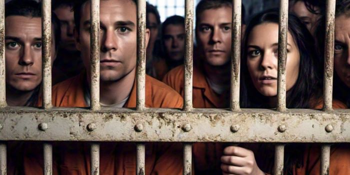 Ilustrasi napi di balik jeruji besi.