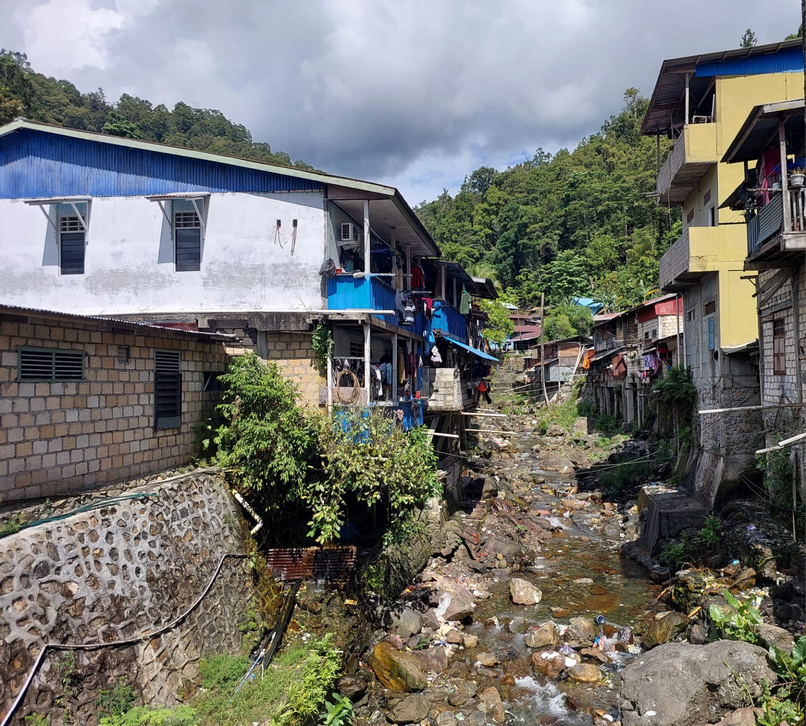 Kali Biru Kloofkamp, Kelurahan Gurabesi, Kota Jayapura, terlihat bersih dari sampah, air mengalir meski sedikit namun terlihat jernih, Kamis (16/1). (CEPOSONLINE.COM/KAREL)