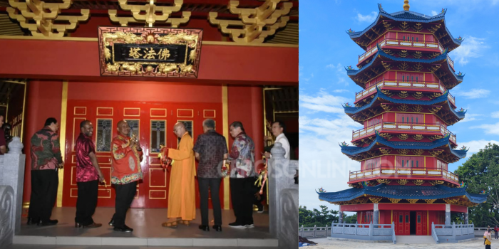 KOLASE - Pagoda Vihara Buddha Dharma di Biak Numfor saat diremikan pada Sabtu (23/3) malam.