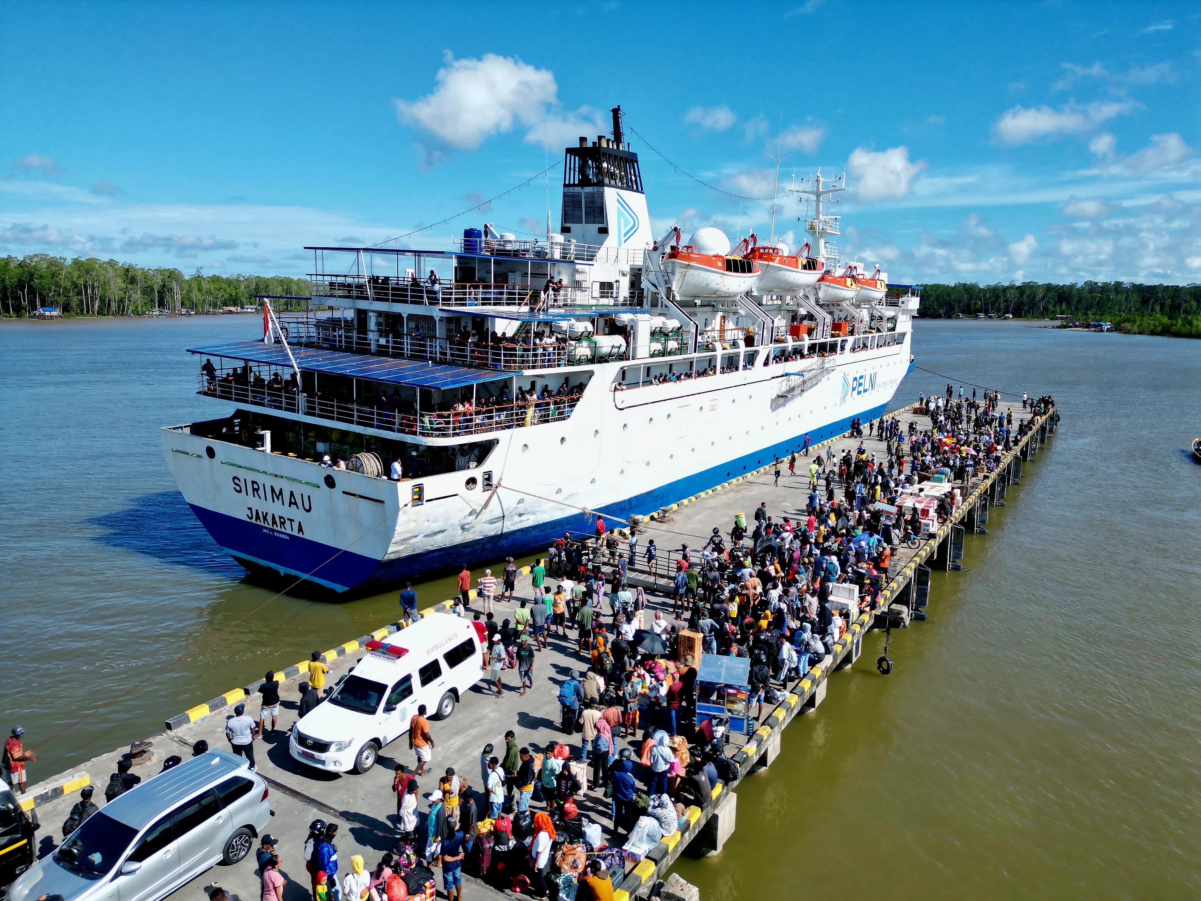 Potret kawasan Pelabuhan Poumako Timika dari udara. (Foto: Dokumen PT Pelni Cabang Timika).