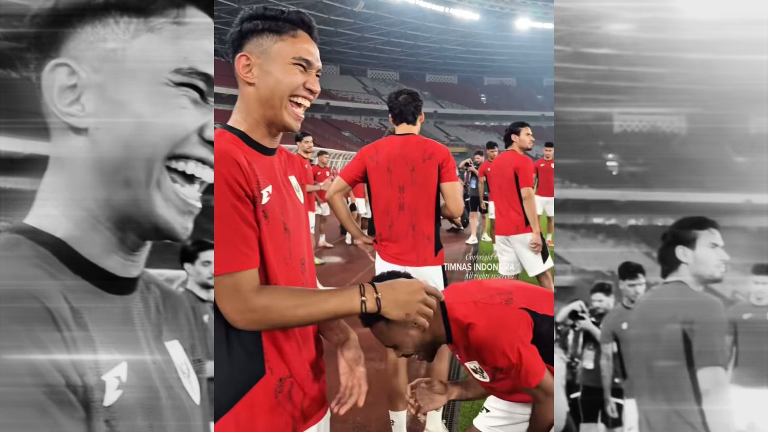 Momen lucu antara Marcelino Ferdinan, Yakob Sayuri, Ricky Kambuaya, dan Yance Sayuri.