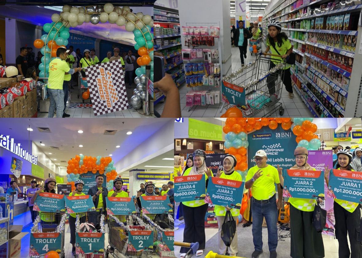 BNI Shopping Race digelar di 14 kota besar di Indonesia, salah satunya di Kota Jayapura yang digelar di Hypermart Jayapura, Sabtu (19/7/2025). (Ceposonline.com/Humas BNI)