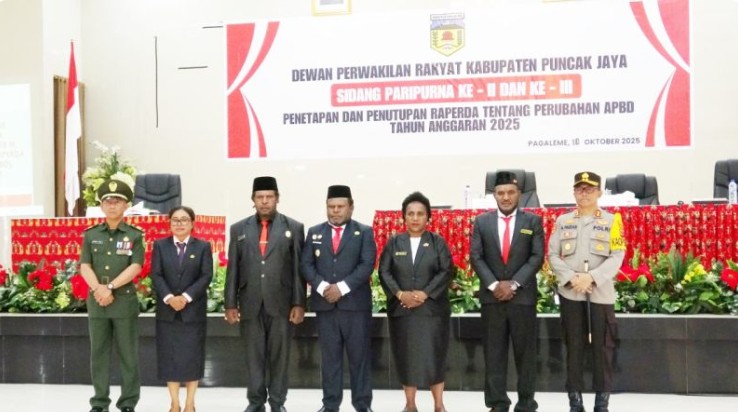 Foto bersama Pimpinan DPRK Puncak Jaya bersama Fokpimda Puncak Jaya (diskominfo Puncak for cepos)