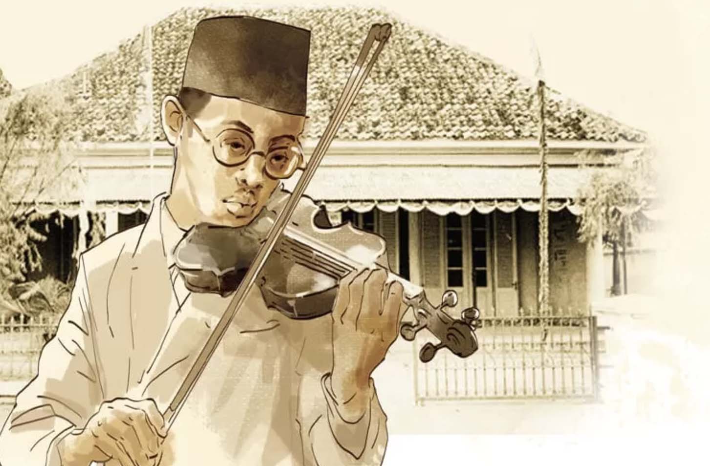 Wage Rudolf Supratman, seorang komponis, wartawan, dan pemikir yang berjuang dengan biola dan pena, di saat orang lain memilih bedil.