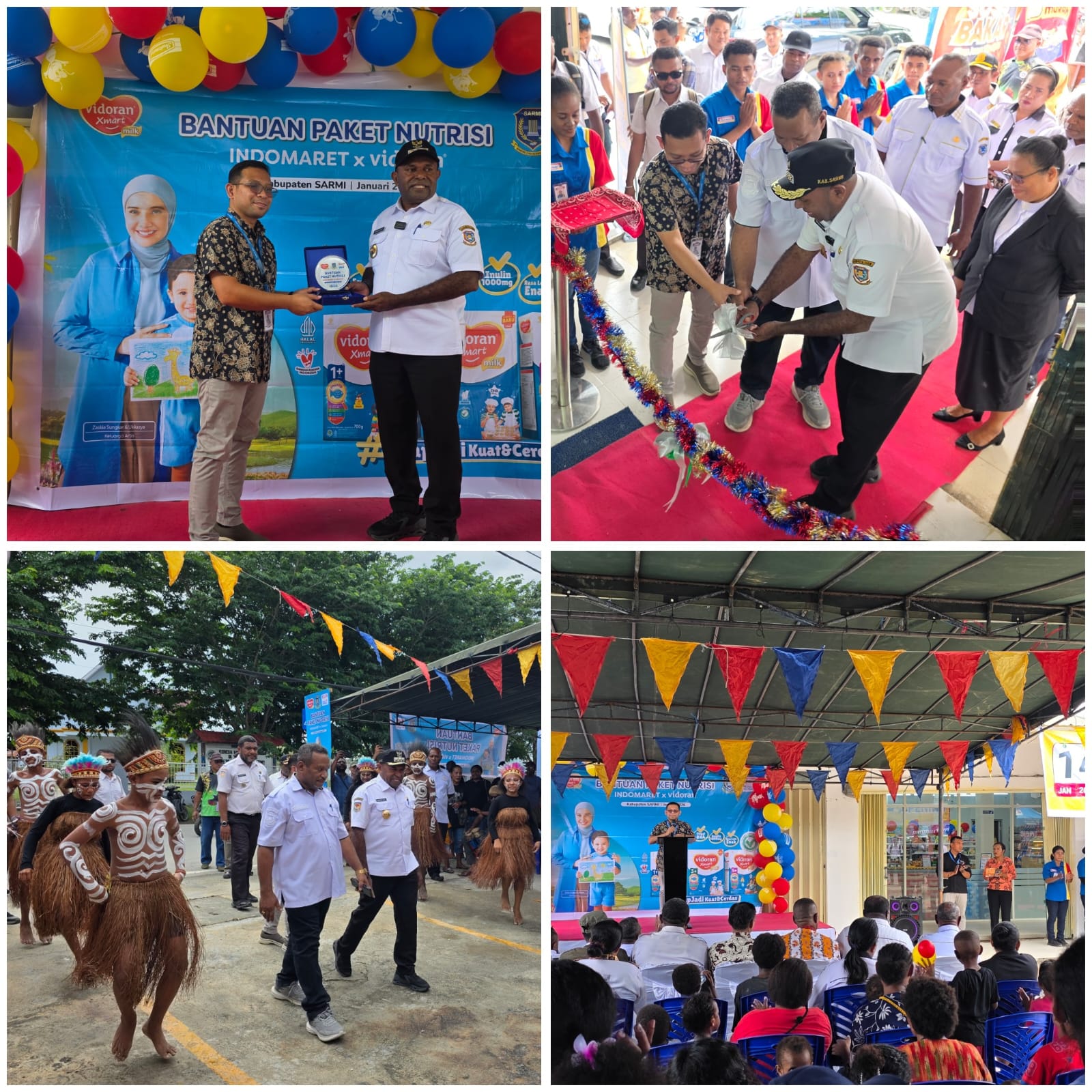 Grand Opening Indomaret di Kabupaten Sarmi oleh Bupati Sarmi Dominggus Catue S.K.M.M, SH, disaksikan jajaran OPD di lingkungan Pemkab Sarmi, tokoh adat dan Deputi Branch Manager Indomaret, Hendro Eko