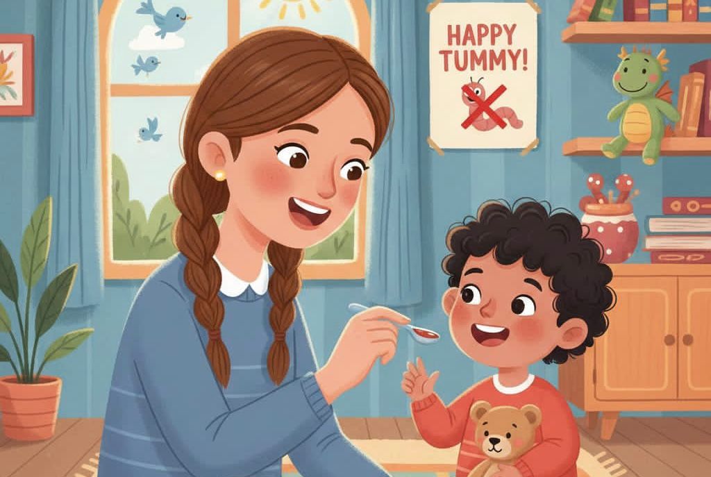 Ilustrasi pemberian obat cacing kepada anak (By: Moh. Wahyu Welerubun)