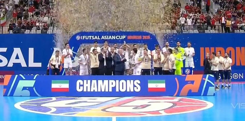Timnas futsal Iran menjadi juara Piala Asia Futsal 2026 setelah mengalahkan Timnas futsal Indonesia lewat drama adu pinalti di Indonesia Arena (7/2/2026). (Foto 48 bola indonesia)