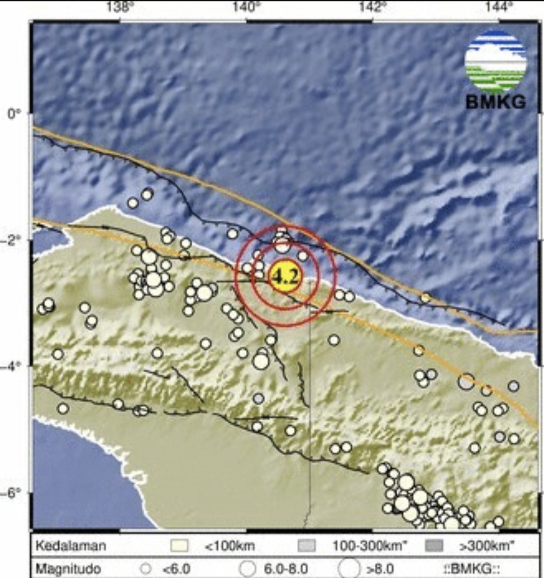 Lokasi titik gempa yang di rilis BMKG, Minggu (15/2/2026)
