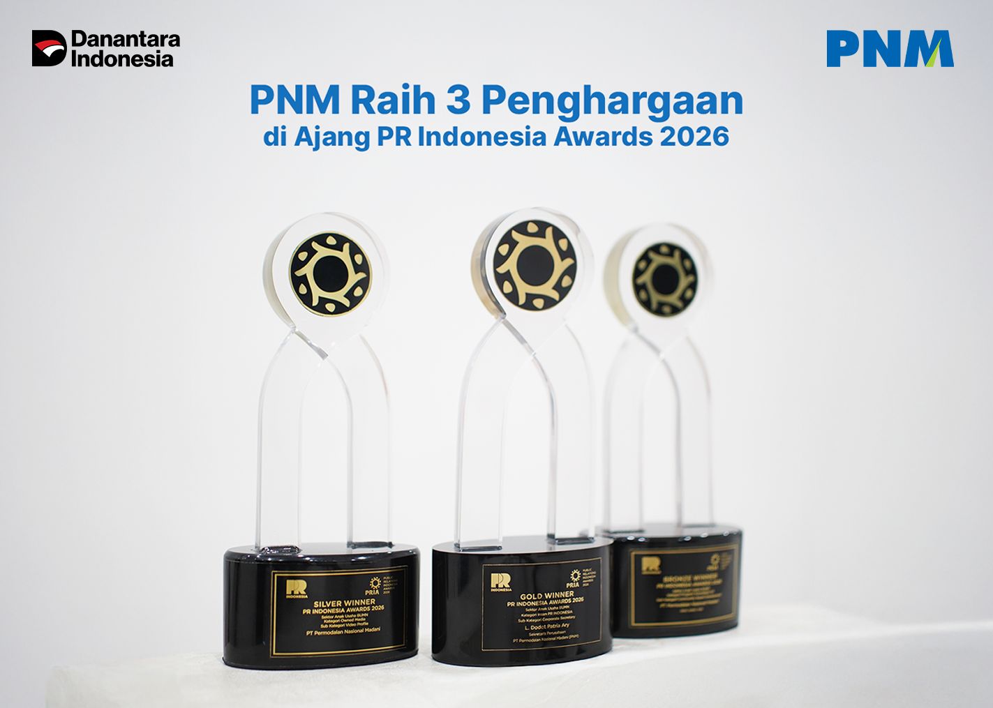 Tiga penghargaan dalam ajang PR Indonesia Awards (PRIA) 2026.