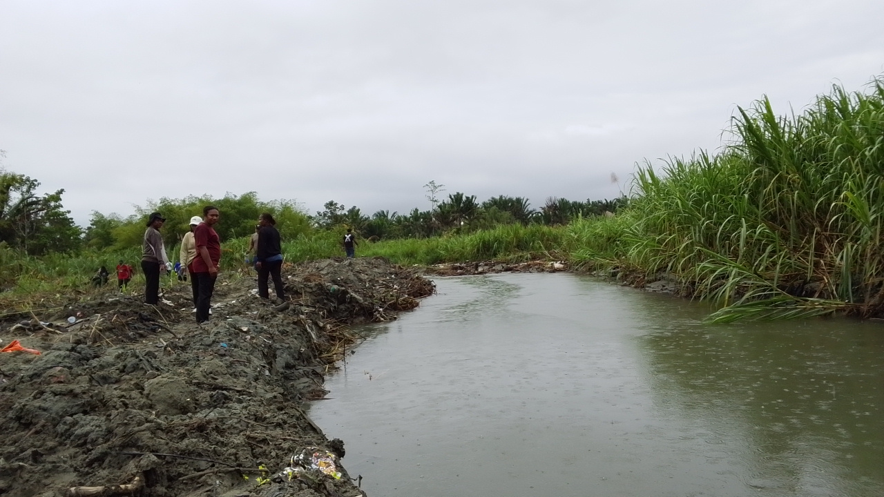 Aliran Kali Kehiran yang telah dilakukan normalisasi sepanjang 1.200 m, oleh BPBD Kabupaten Jayapura, guna mencegah terjadinya banjir di sejumlah titik yang kerap menjadi langganan banjir, Rabu (11/3/