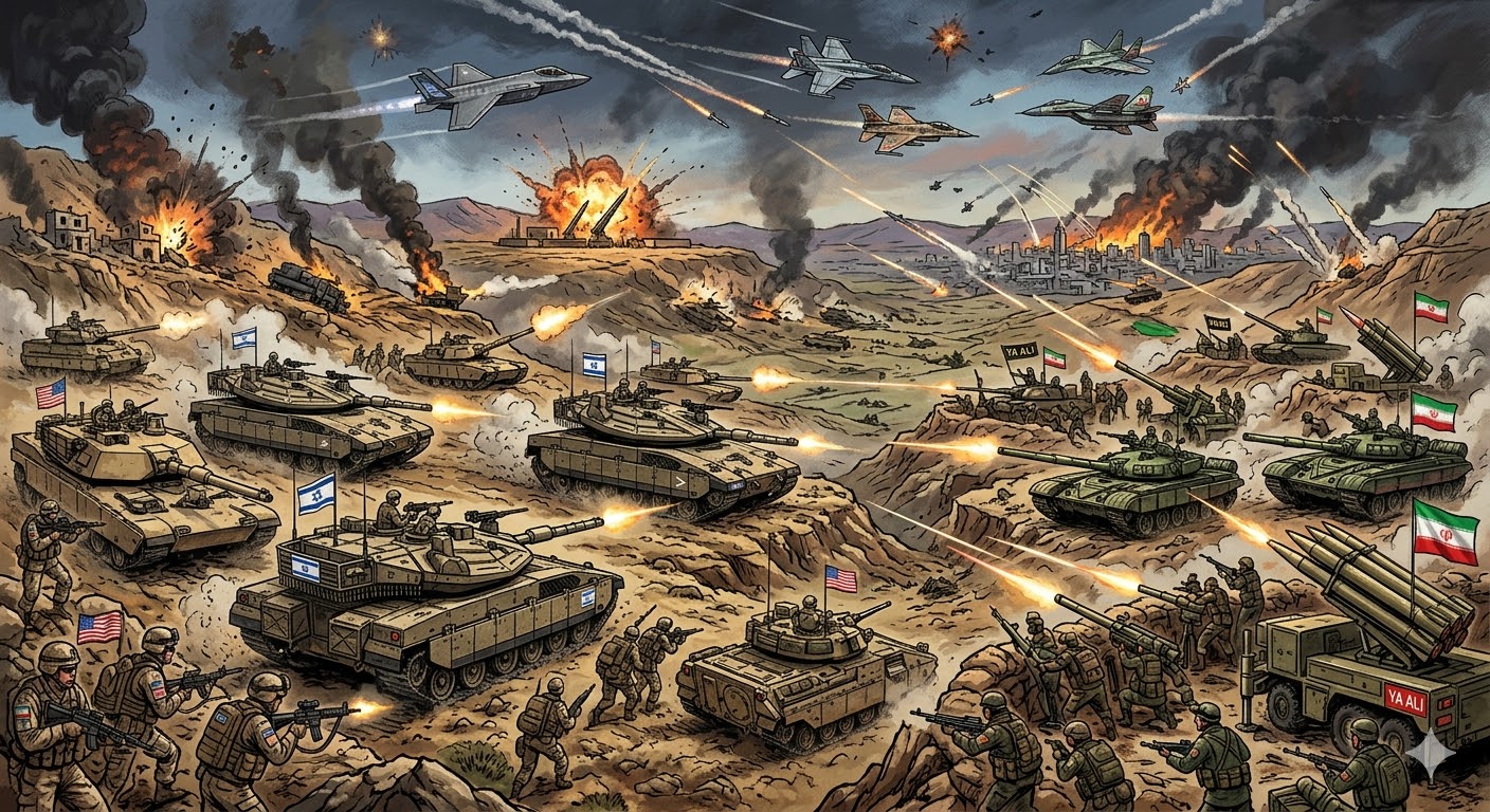 Ilustrasi peran Iran dan Israel. (GEMINI AI)