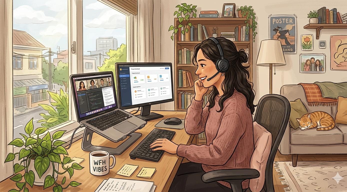 Ilustrasi WFH. (AI) 