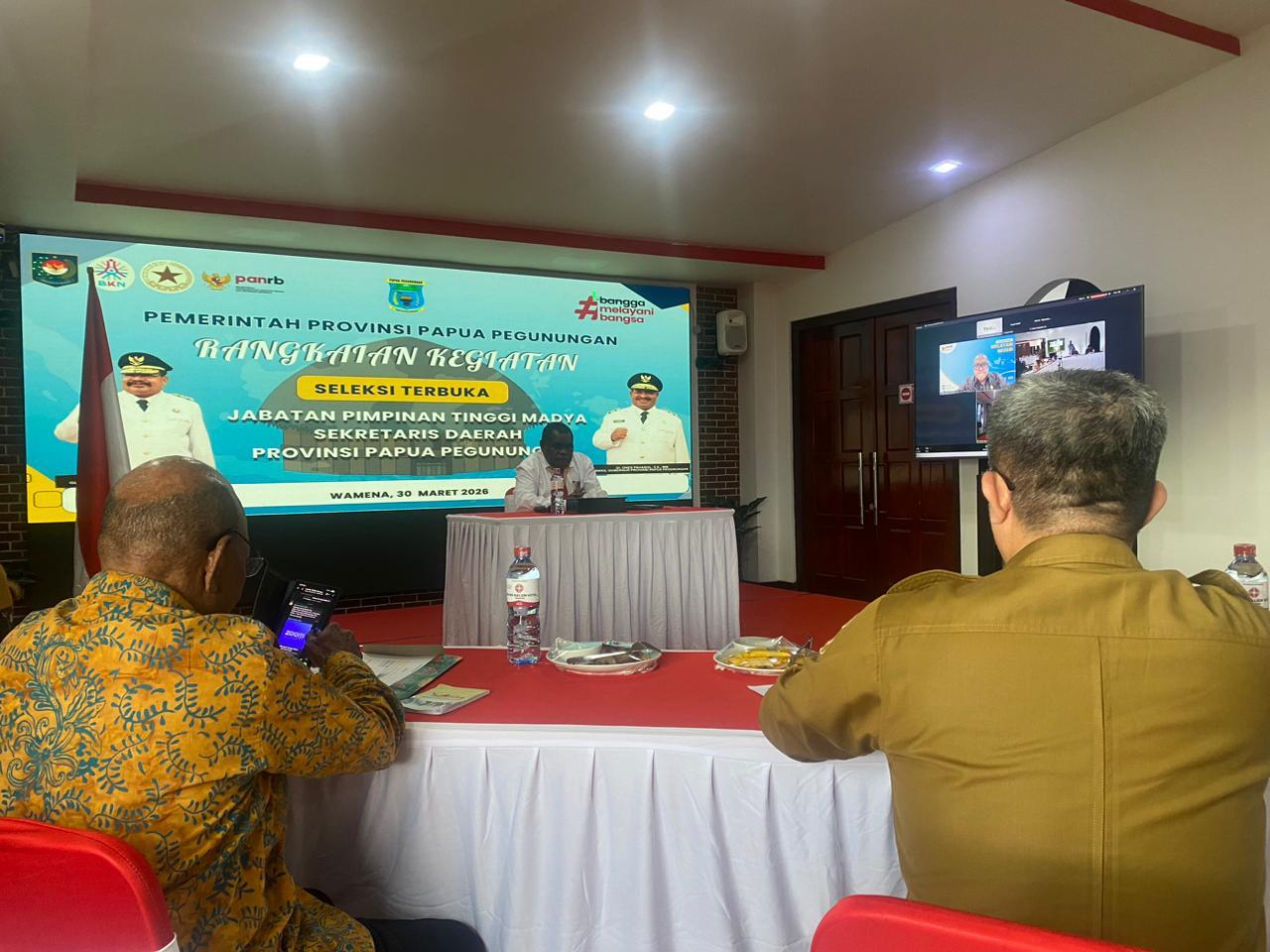 Pelaksanaan tahap akhir seleksi jabatan sekda Provinsi Papua Pegunungan yang dilakukan oleh Timsel Kemendagri dan lembaga di hotel Grand Baliem Wamena. Senin(30/3/2026). (Ceposonline.com/Dok.BKPSDM)