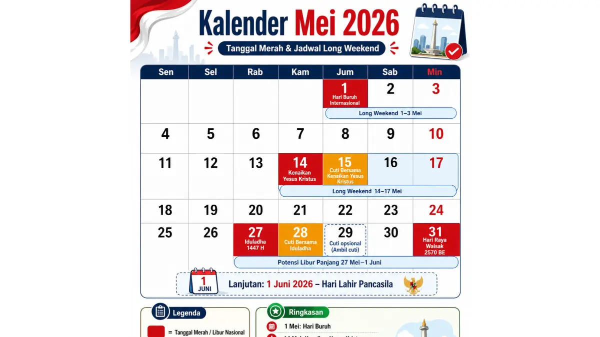 Daftar Long Weekend Bulan Mei 2026. (Foto/Istimewa)

