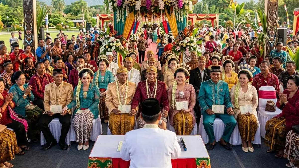 Ilustrasi nikah massal. (AI)