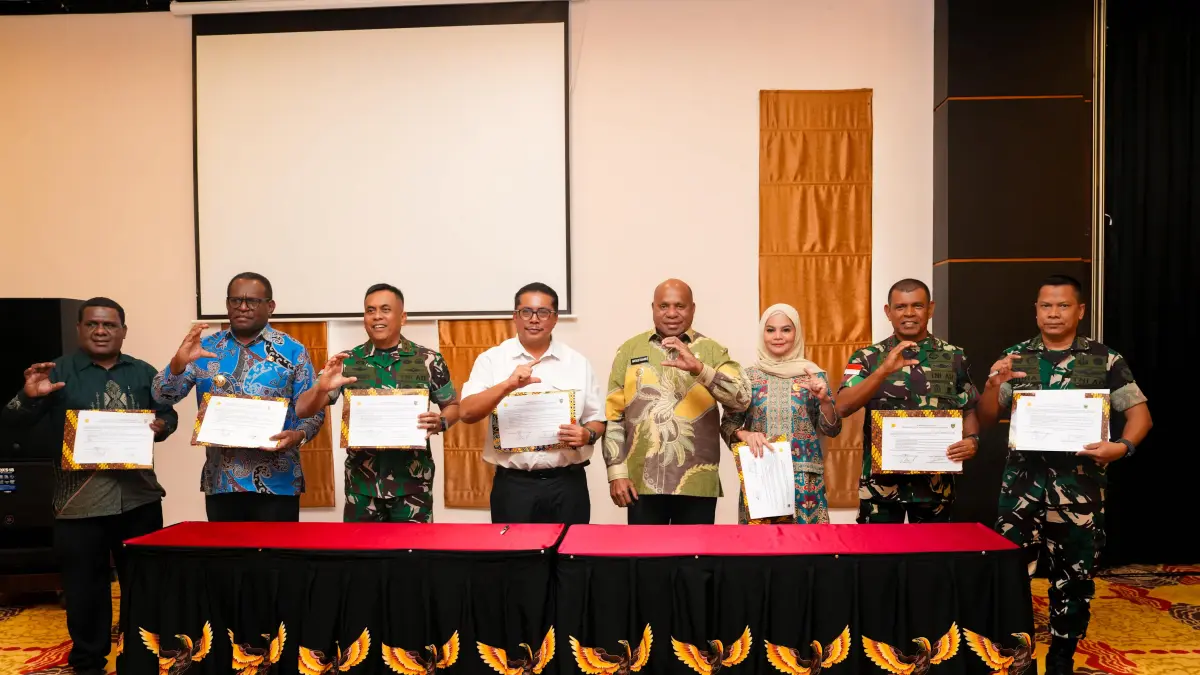 Rapat Koordinasi Penyusunan Rencana Kerja dan Komitmen Pelaksana Konstruksi Program Cetak Sawah Rakyat yang berlangsung di Kota Jayapura, Senin (1/6/2026). (Humas Pemprov/Cepos).