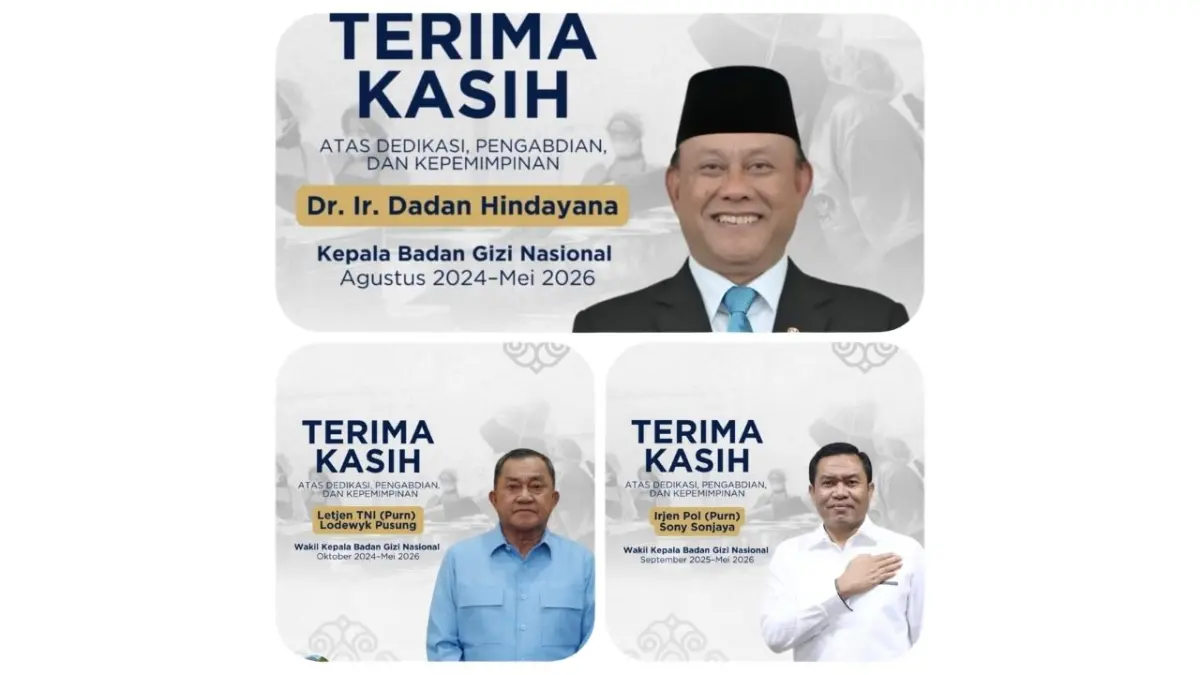 Postingan tiga ucapan kepada tiga pimpinan BGN yang sempat terposting namun akhirnya dihapus oleh admin.