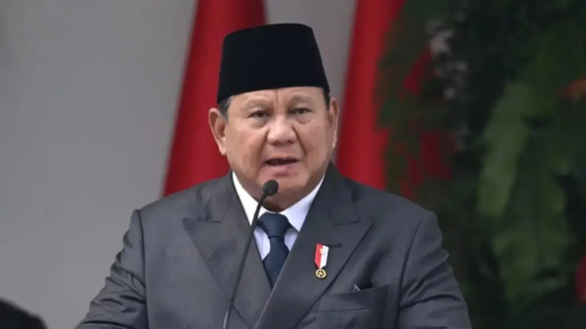 Presiden Prabowo Subianto menyampaikan pidatonya saat upacara peringatan Hari Lahir Pancasila di Lapangan Gedung Pancasila, kompleks Kementerian Luar Negeri, Jakarta, Senin (1/6/2026). (Biro Setpres)