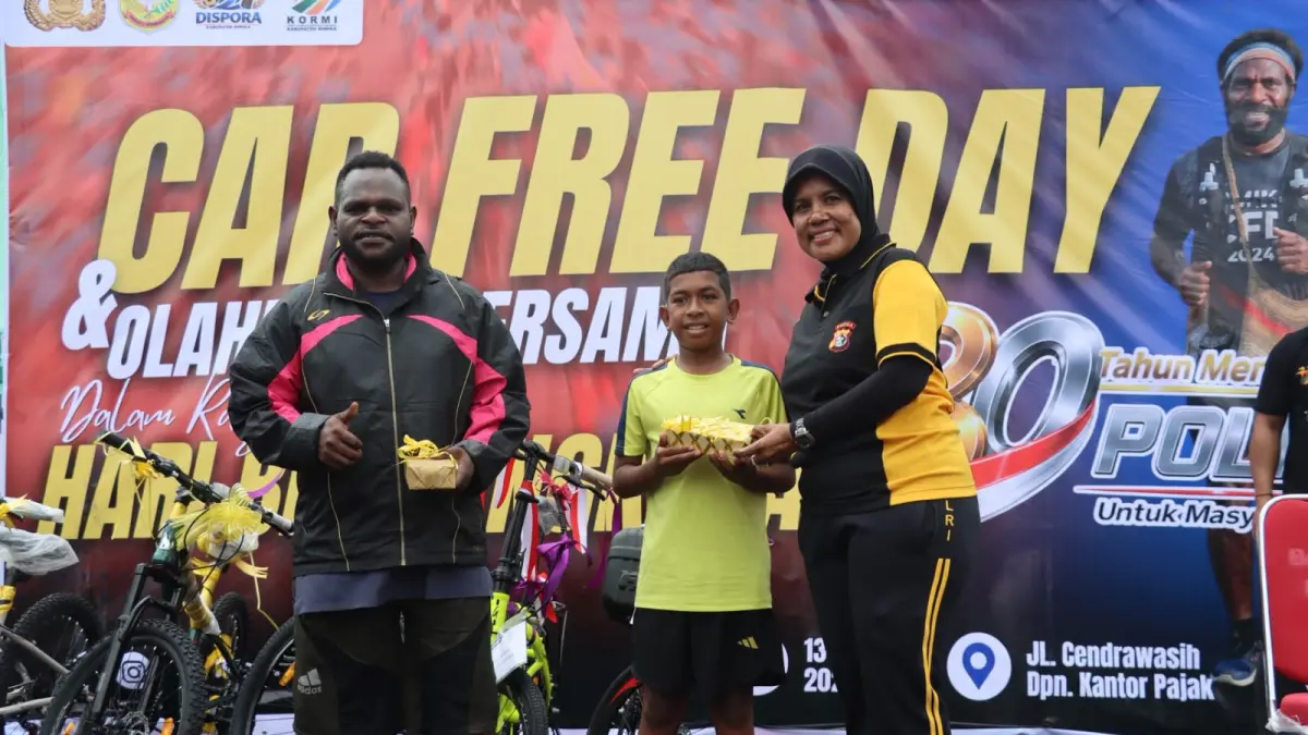 Suasana pelaksanaan Car Free Day di Jalan Cenderawasih, Mimika, Papua Tengah, Sabtu (13/6/2026). (Ceposonline.com/ Istimewa).