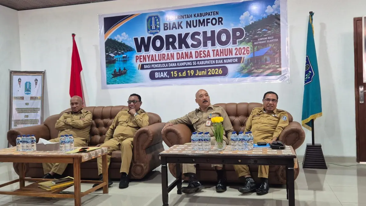 Pelaksanaan Workshop Penyaluran Dana Desa 2026 di Biak Numfor, Senin (15/6/2026).&nbsp;
(Ceposonline.com/Ismail)