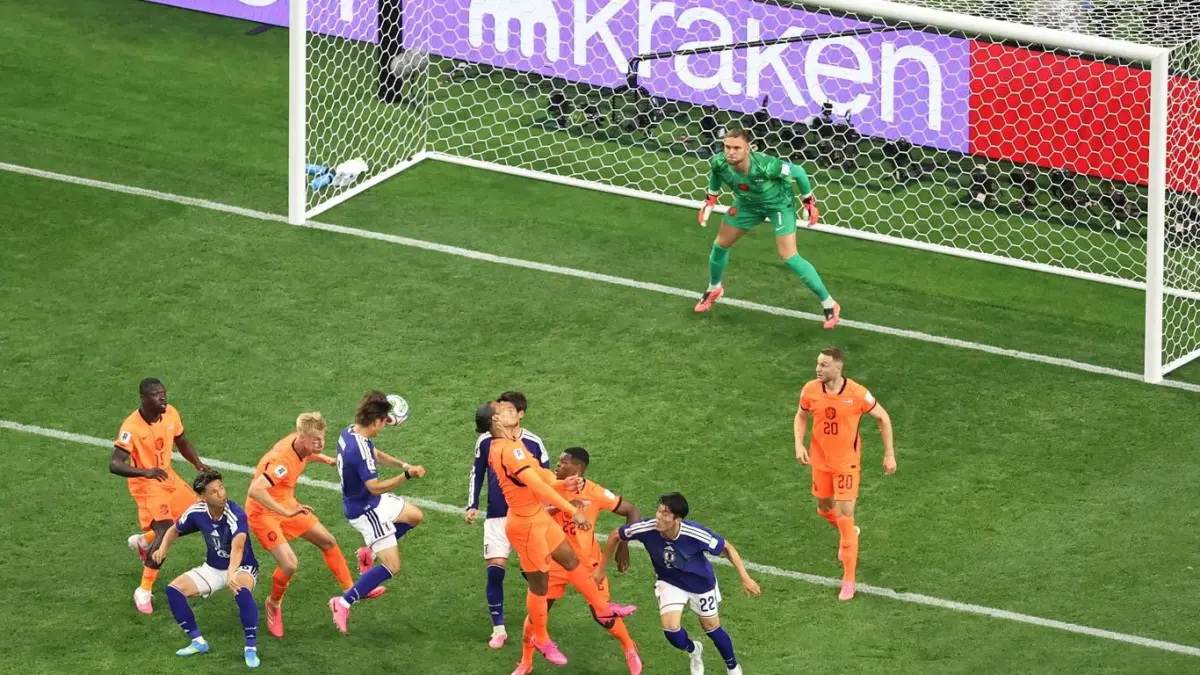 &nbsp;Proses Dauchi Kanada menit 89 memaksa pertandingan Jepang versus Belanda berakhir imbang 2-2 pada laga pembuka grup F Piala Dunia 2026 yang berlangsung di Stadion Dallas, Texas, Amerika Serikat, pada Senin (15/6/2026) pukul 03.00 WIB. (Foto FIFA)