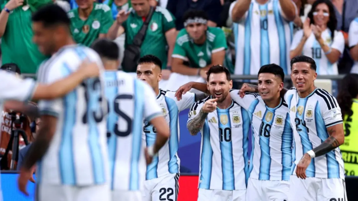 Timnas Argentina usai messi mencetak golnya. (INSTAGRAM RESMI TIMNAS ARGENTINA)
