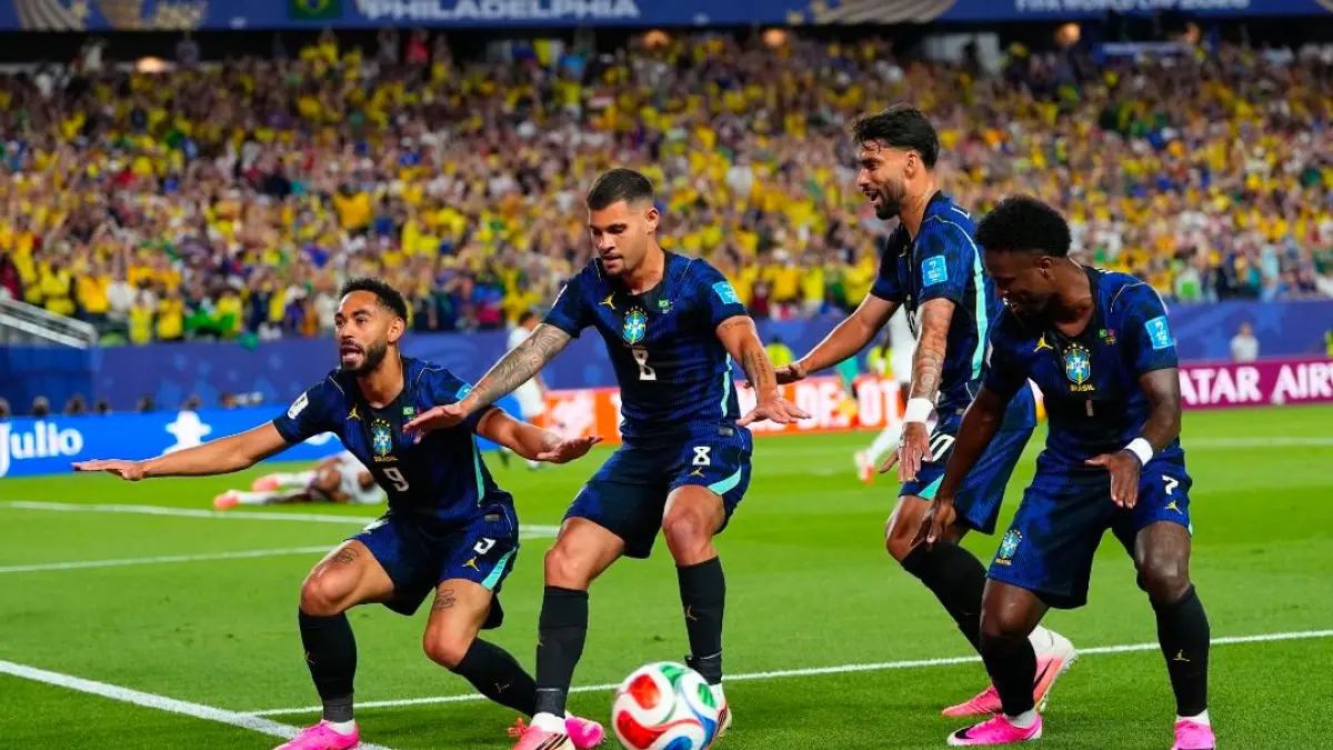 Selebrasi pemain Brasil usai mengalahkan Haiti. (X) 