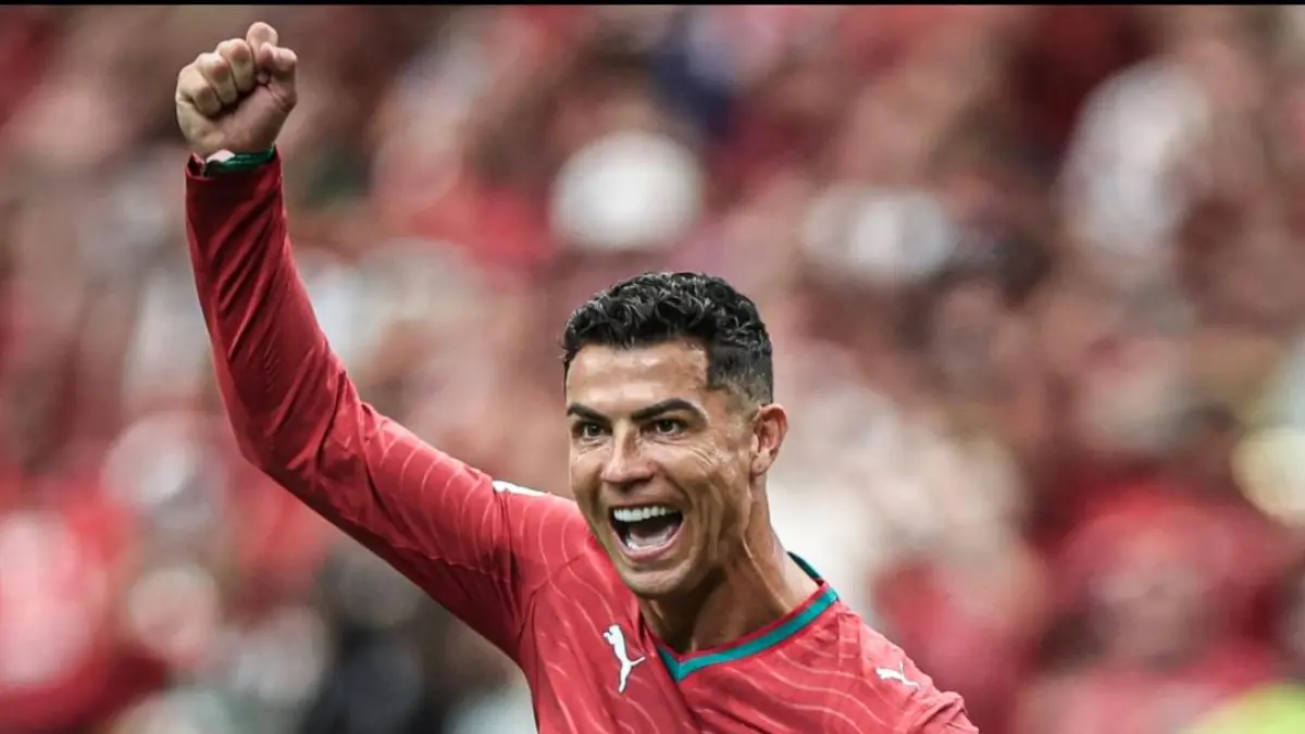 Selebrasi Bintang Portugal Cristiano Ronaldo. (X) 