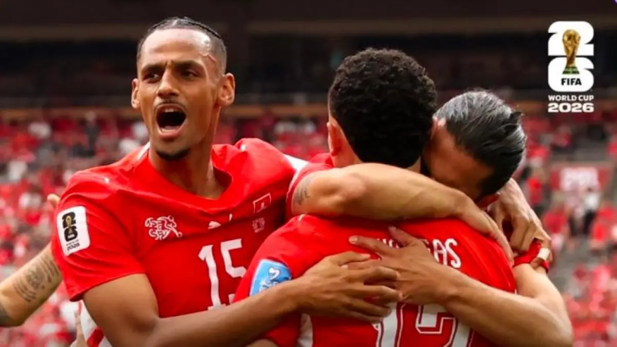 Timnas Swiss setelah menang atas Kanada. (X) 