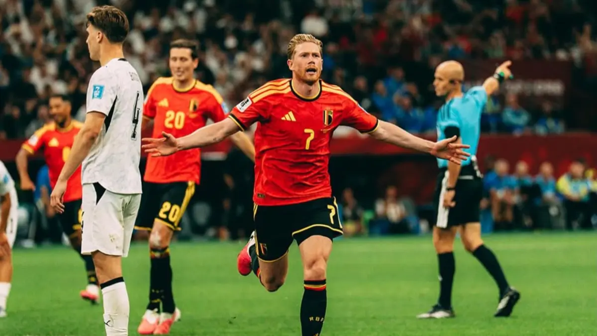 Kevin De Bruyne usai mencetak gol.