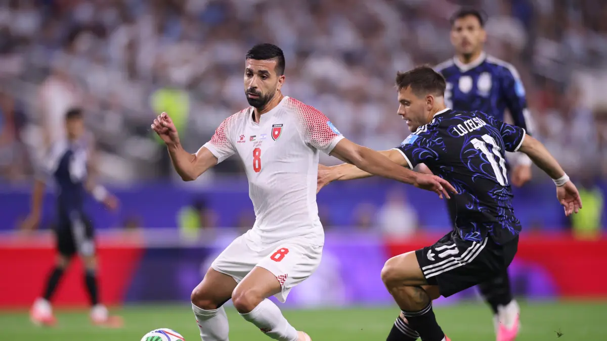 Argentina sementara unggul 2-0 dari Yordania. (X) 