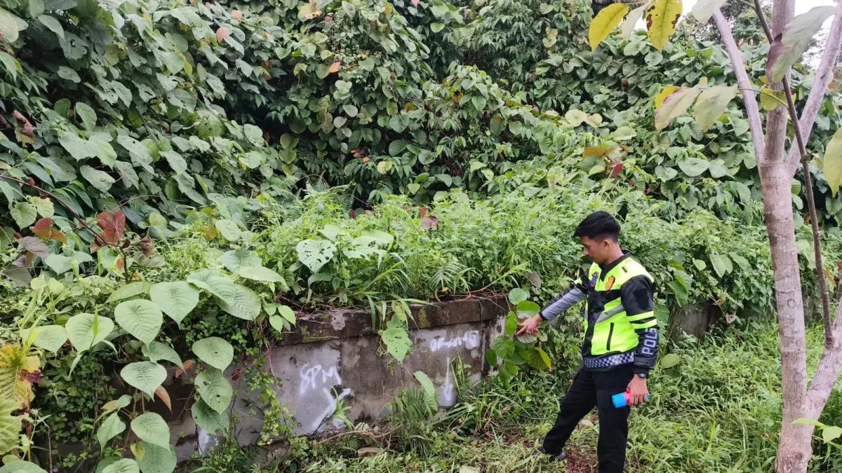 Seorang anggota Satlantas Polres Mimika melakukan olah TKP di lokasi kecelakaan, Sabtu (4/7/2026). (Foto: Istimewa).&nbsp;