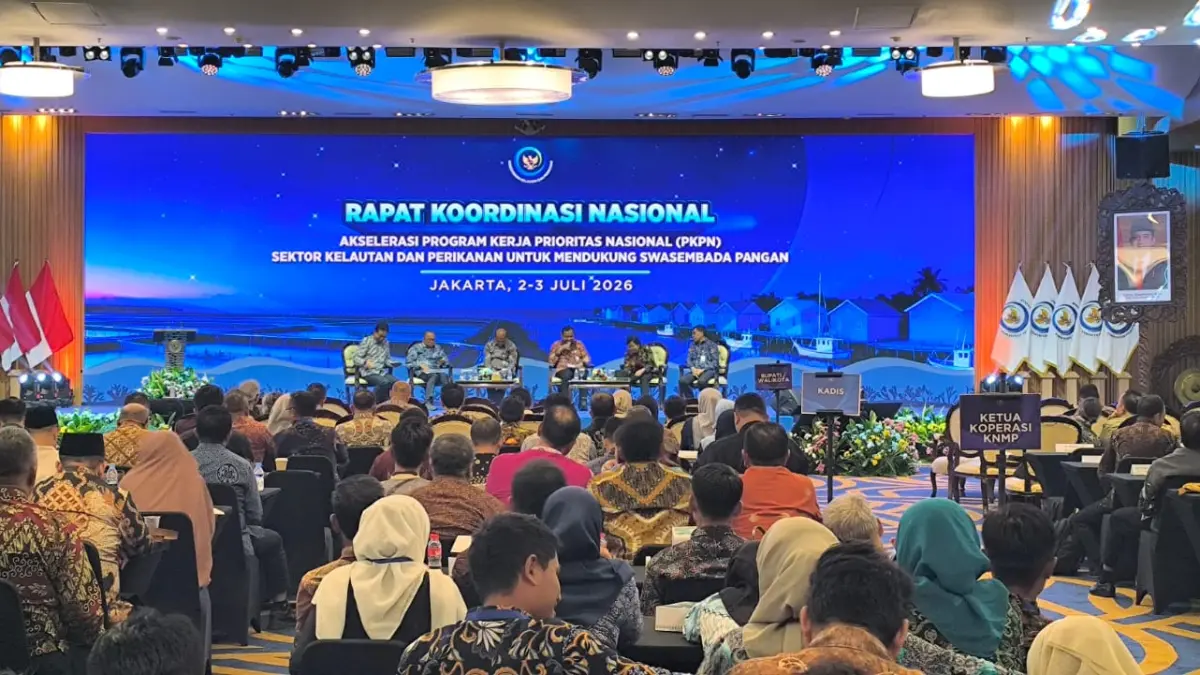 Rakornas Sektor Kelautan dan Perikanan Tahun 2026 di Kantor KKP di Jakarta, Kamis (2/7/2026) yang dihadiri oleh Bupati Waropen Drs. Franssicus Xaverius Mote, M.Si (Istimewa/ceposonline.com)&nbsp;