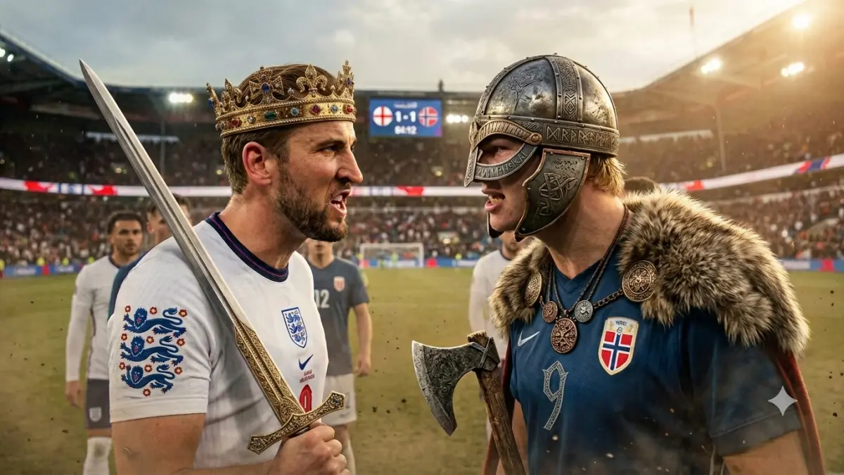 Ilustrasi Kane vs Halaand. (AI) 
