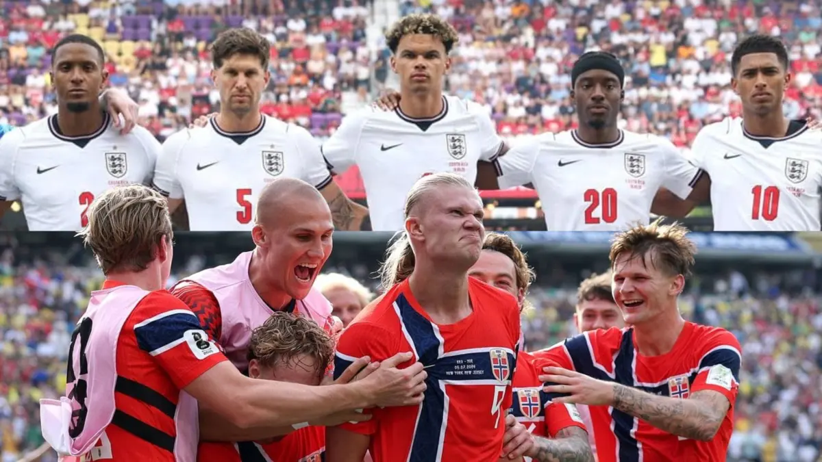 Ilustrasi duel pemain Inggris dan Norwegia jelang laga Perempat final Piala Dunia 2026. (Takim/CEPOSONLINE.COM)