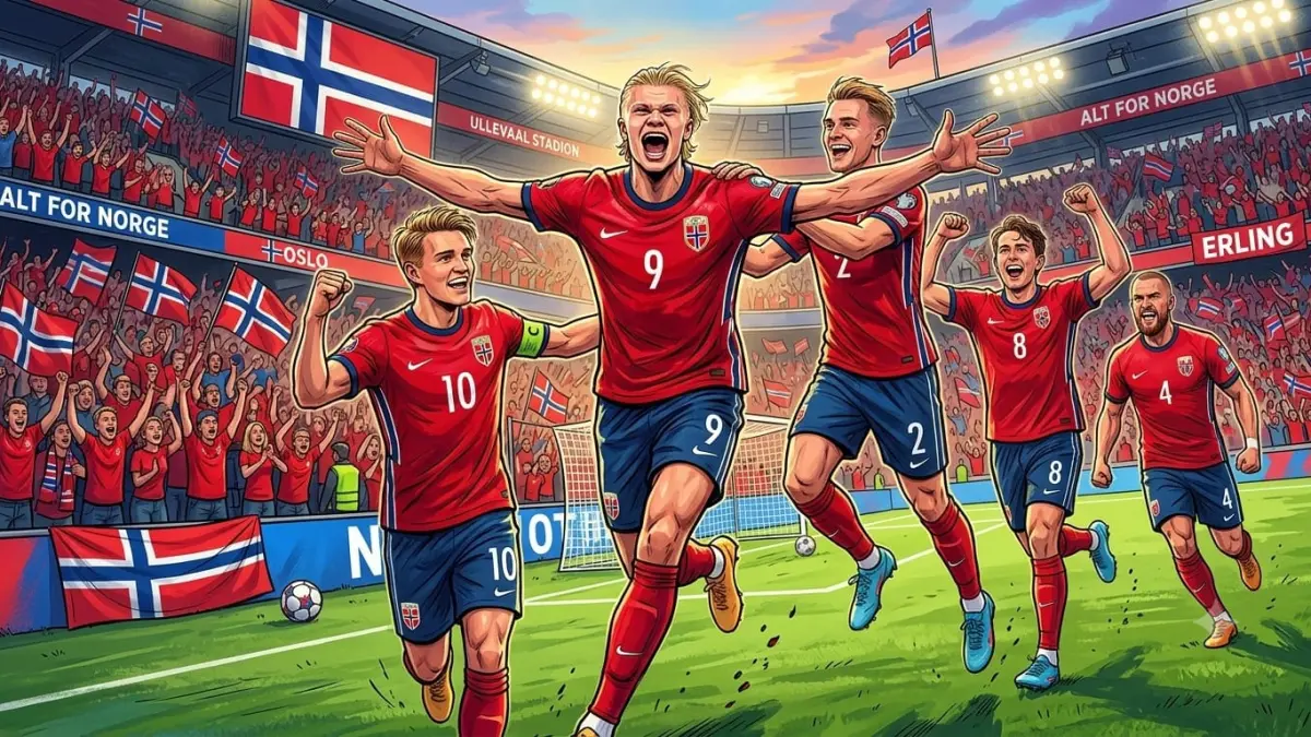 Ilustrasi Erling Halaand dan Timnas Norwegia. (AI) 