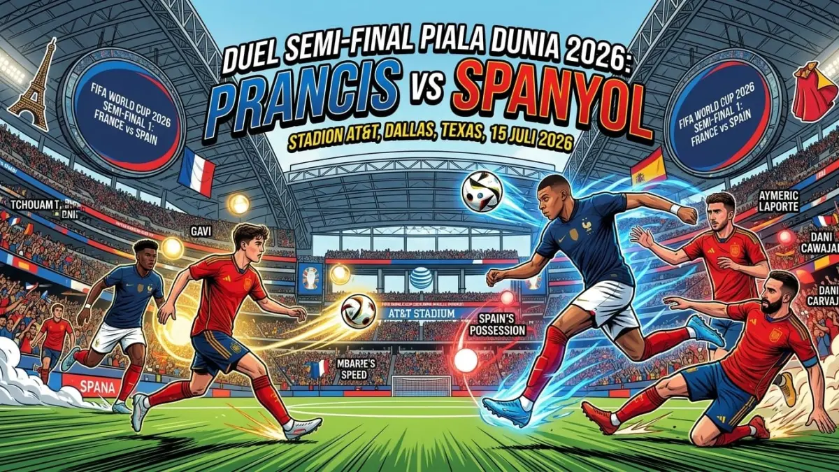 Ilustrasi Spanyol vs Prancis. (AI) 