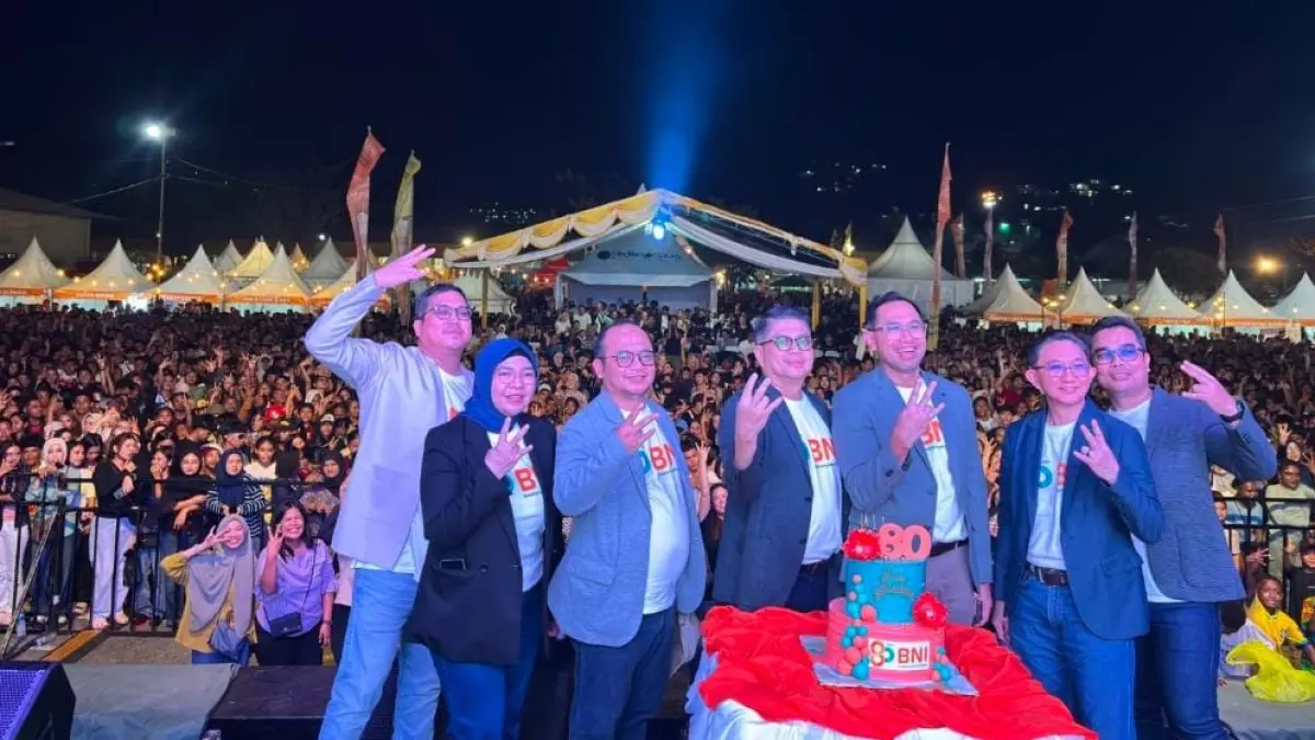 Suasana kemeriahan &nbsp;Hari Ulang Tahun (HUT) ke-80 BNI yang digelar BNI Wilayah 16 &nbsp;melalui wondrfest Papua di Jayapura pada Sabtu,11 Juli 2026. (Ceposonline.com/Humas BNI)
