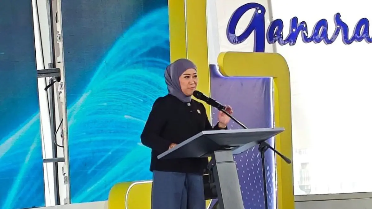 Menteri Komunikasi dan Digital (Menkomdigi) Meutya Hafid dalam acara Deklarasi Komitmen Bersama Implementasi Penuh Registrasi Pelanggan Berbasis Data Biometrik di Jakarta, Kamis (23/6/2026). (CEPOSONLINE.COM/ ANTARA/Farhan Arda Nugraha)