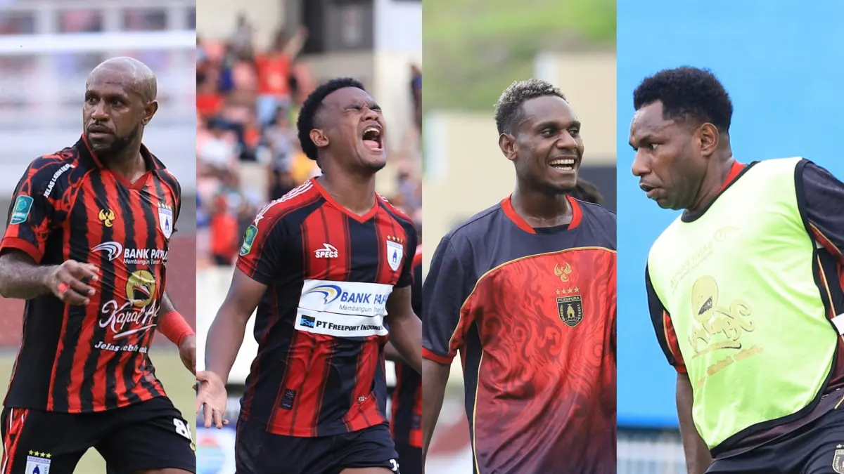 Boaz Solossa, Lazarus Sinim, Ramai Rumakiek, Ricky Cawor. (CEPOSONLINE.COM/ERIANTO)
