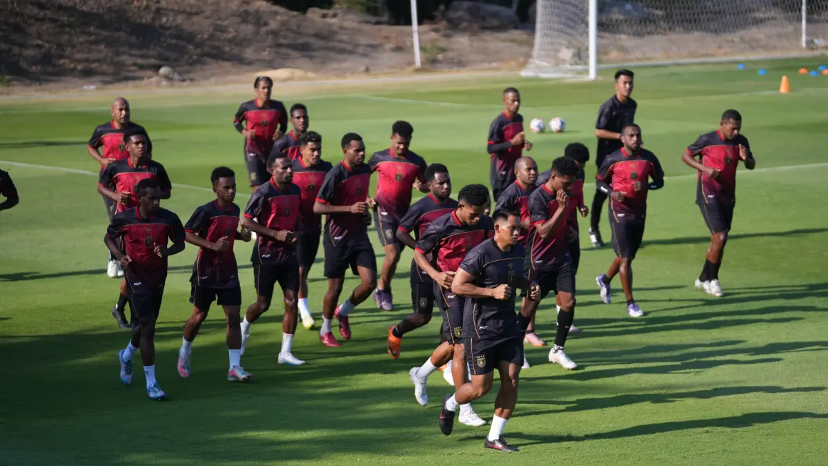Pemain Persipura saat melakukan latihan di salah satu Stadion di Kabupaten Boyolali, Jawa Tengah, Kamis (6/8/2026). (CEPOSONLINE.COM, ISTIMEWA)