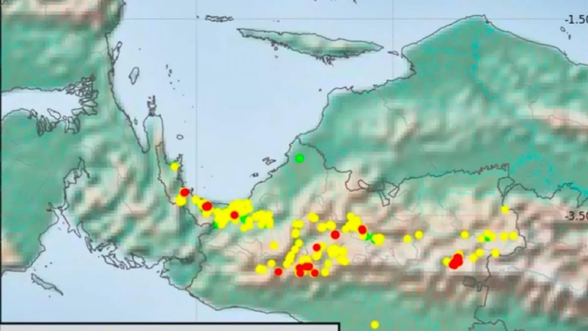 Titik Panas di Papua Tengah yang terbaca di satelit oleh BMKG Nabire per, Jumat, (21/8/2026. (CEPOSONLINE.COM/BMKG Nabire For Cepos)&nbsp;