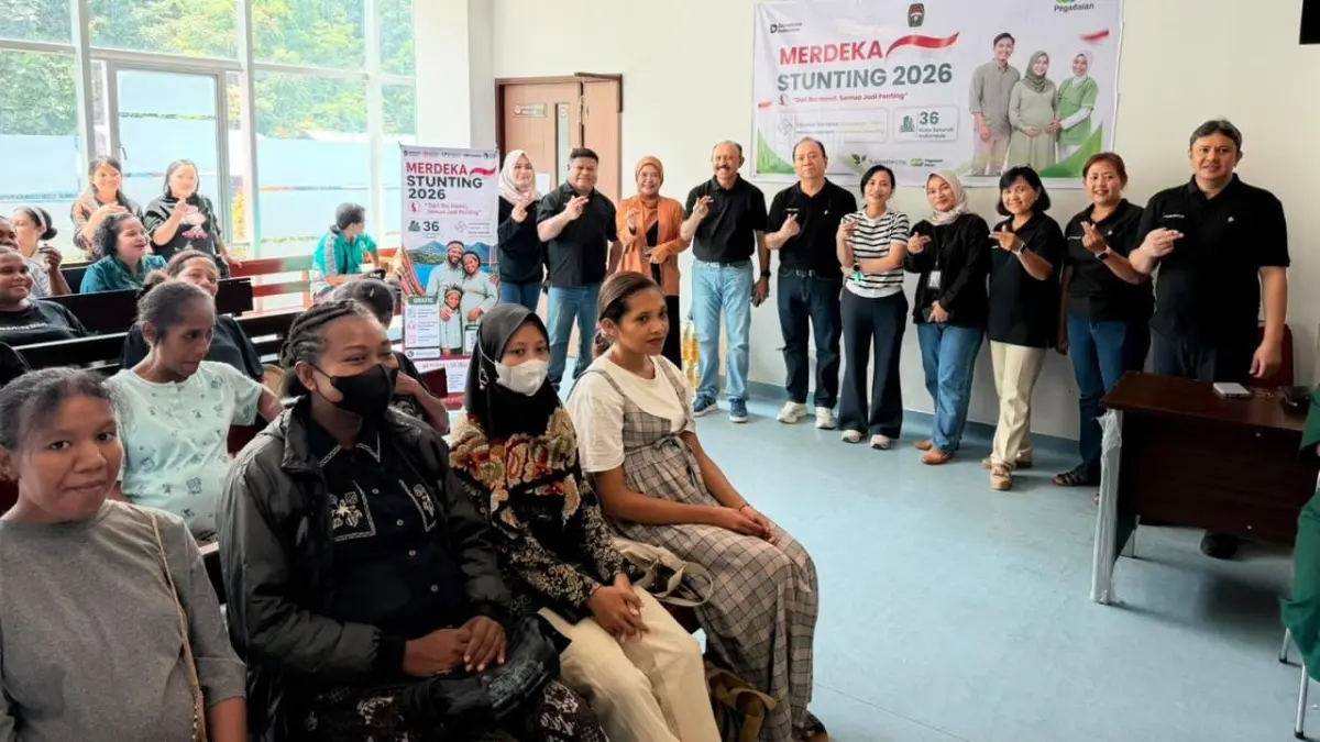Upaya PT Pegadaian Area Jayapura bersama Perkumpulan Obstetri dan Ginekologi Indonesia (POGI) Cabang Papua melalui Program Merdeka Stunting 2026, melibatkan 30 ibu hamil diarea Pegadaian Jayapura, Sabtu (22/8/2026). (CEPOSONLINE.COM_PEGADAIAN)